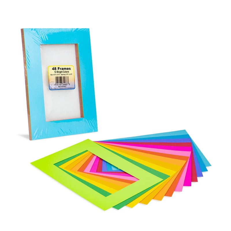 Hygloss 48 Pack Paper Picture Frames, Colorful cardstock Photo Frame 4.75x6.75-Inch, Paper Frames to Decorate for Wedding Birthday DIY Classroom Crafts and Decorations - Image 3